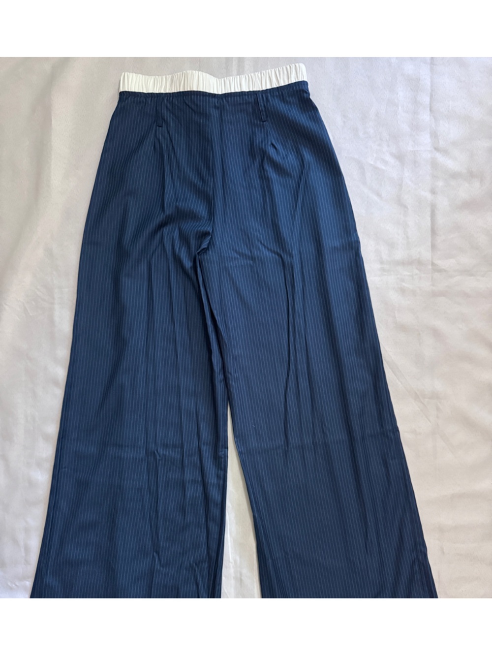 NWT Mimosa Blue Pinstripe Wide Leg Pants With Contrast Waistband - Picture 10 of 10